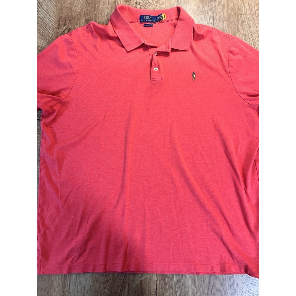 Polo Ralph Lauren‎ Polo Shirt Mens 2XL Red Classic Fit Soft Cotton Color Pony